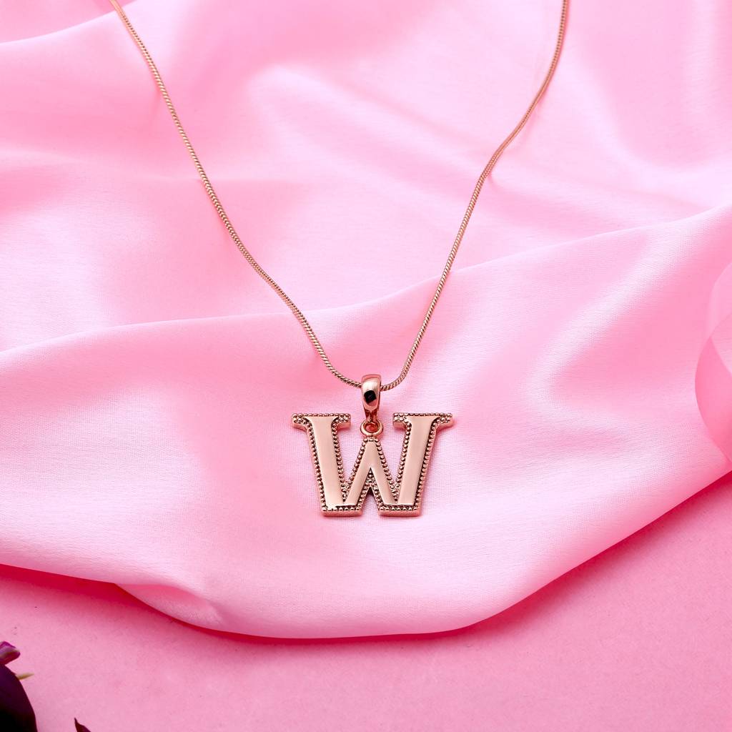 Estele Rosegold Plated Letter Charm Pendant For Women / Girls : 1009-WPENDANT
