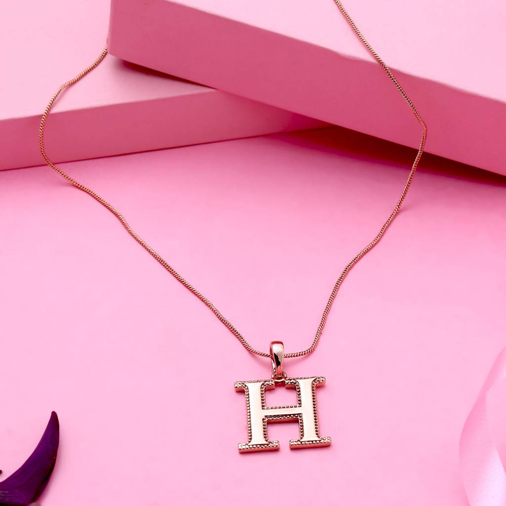 Estele Rosegold Plated Letter Charm Pendant For Women / Girls : 1009-HPENDANT