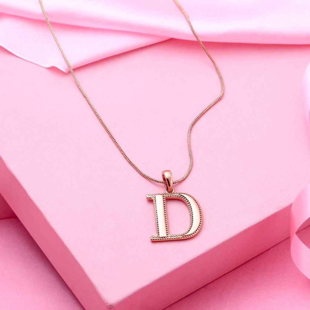 Estele Rosegold Plated Letter Charm Pendant For Women / Girls : 1009-DPENDANT