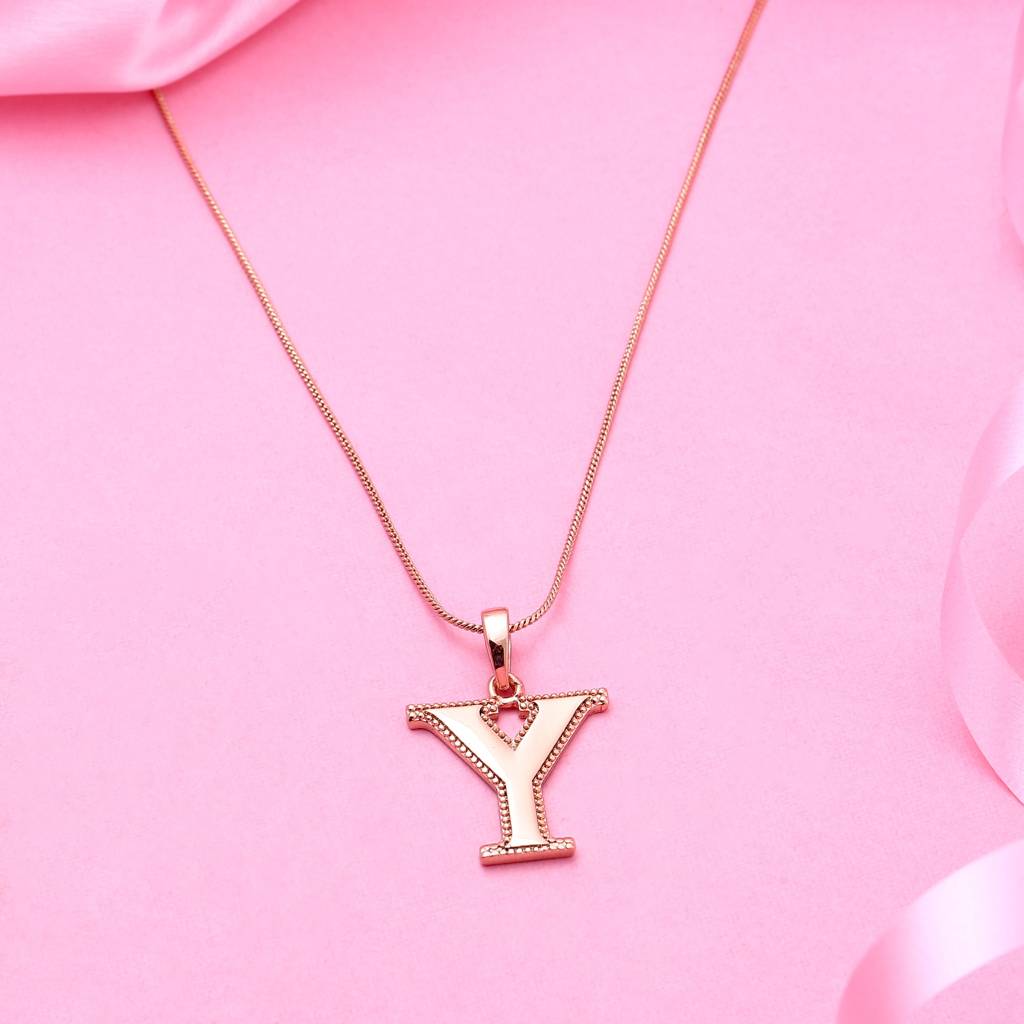 Estele Rosegold Plated Letter Charm Pendant For Women / Girls : 1009-YPENDANT