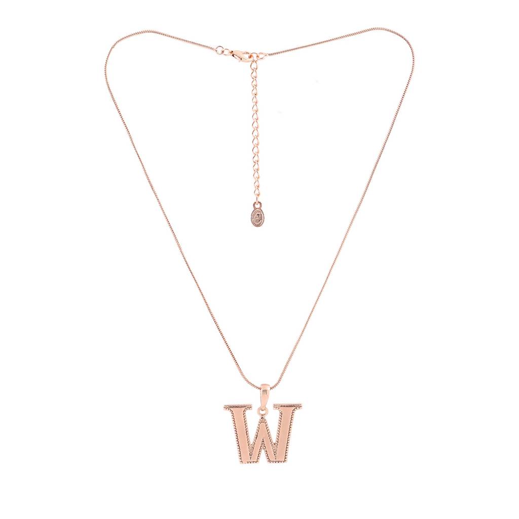 Estele Rosegold Plated Letter Charm Pendant For Women / Girls : 1009-WPENDANT