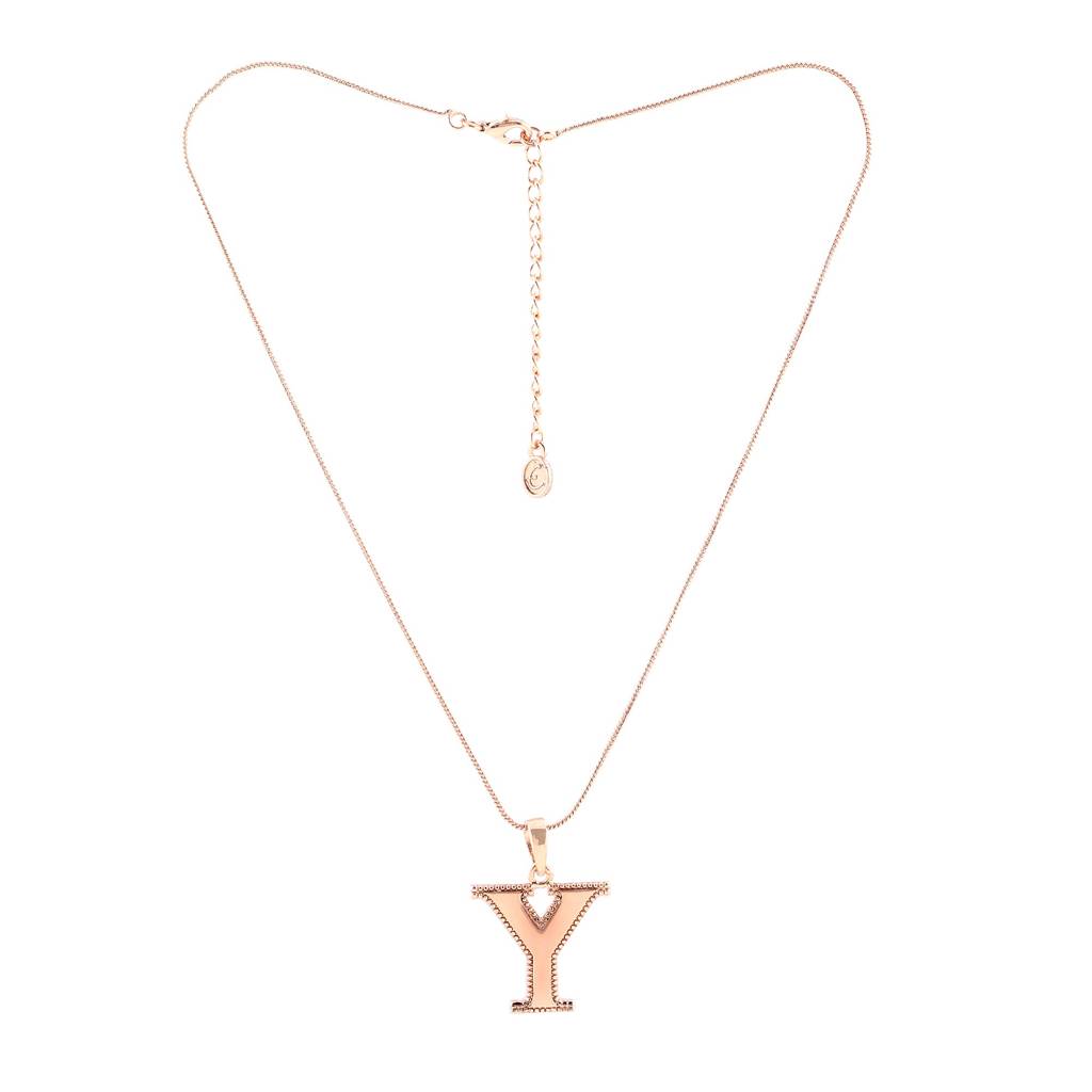Estele Rosegold Plated Letter Charm Pendant For Women / Girls : 1009-YPENDANT