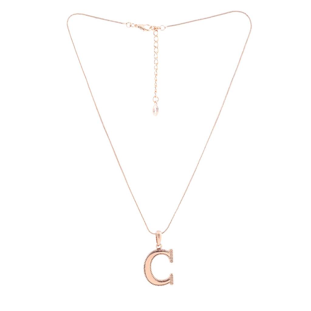 Estele Rosegold Plated Letter Charm Pendant For Women / Girls : 1009-CPENDANT