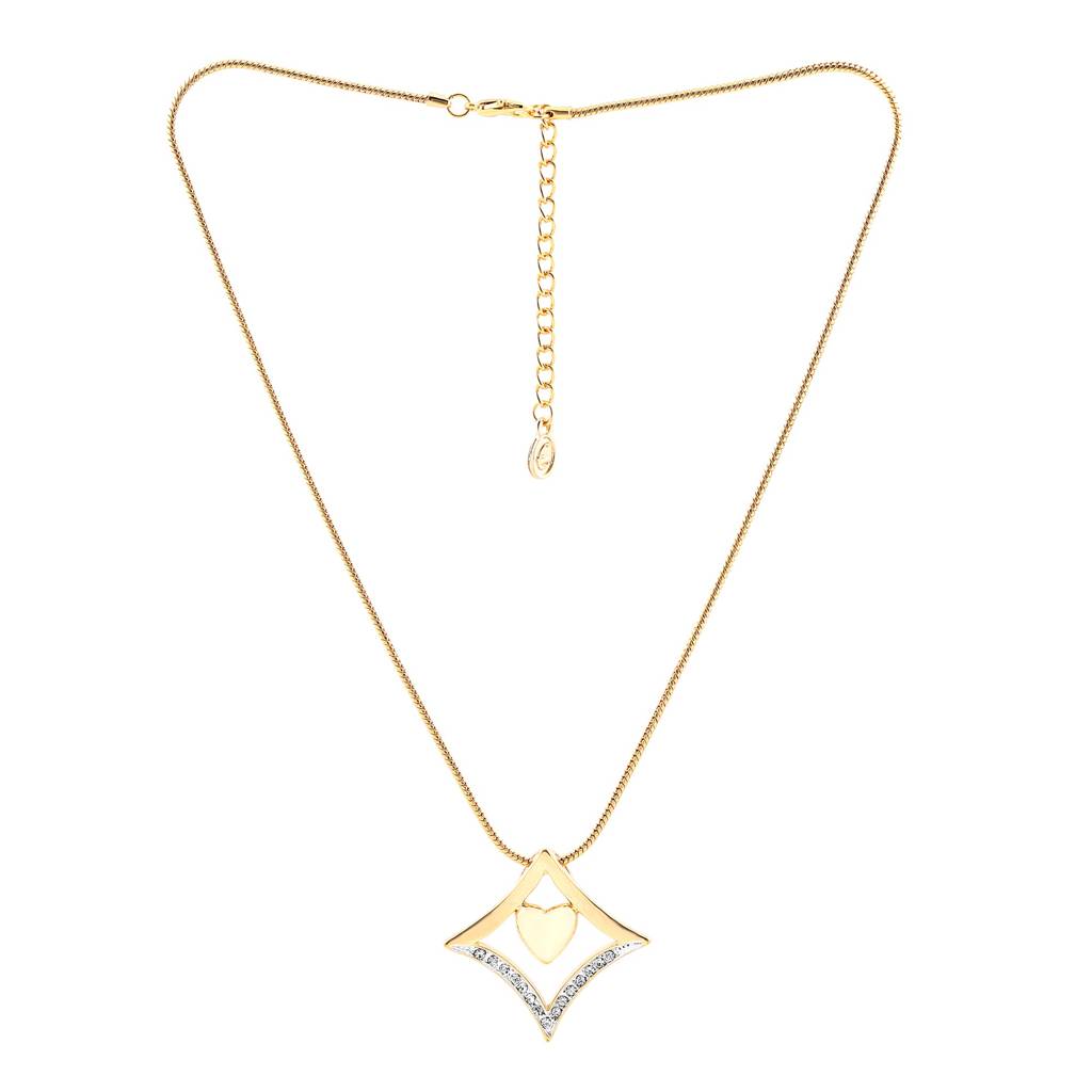 Estele Gold Plated Diamond Heart Designer Necklace Set With Crystals For Women : 7736NKER