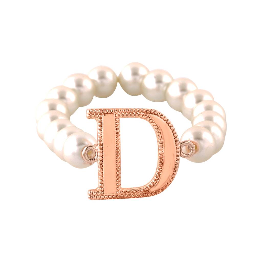 Estele Rose Gold Plated Dazzling Letter Pearl Bracelet For Women : 102168-D-RGBR