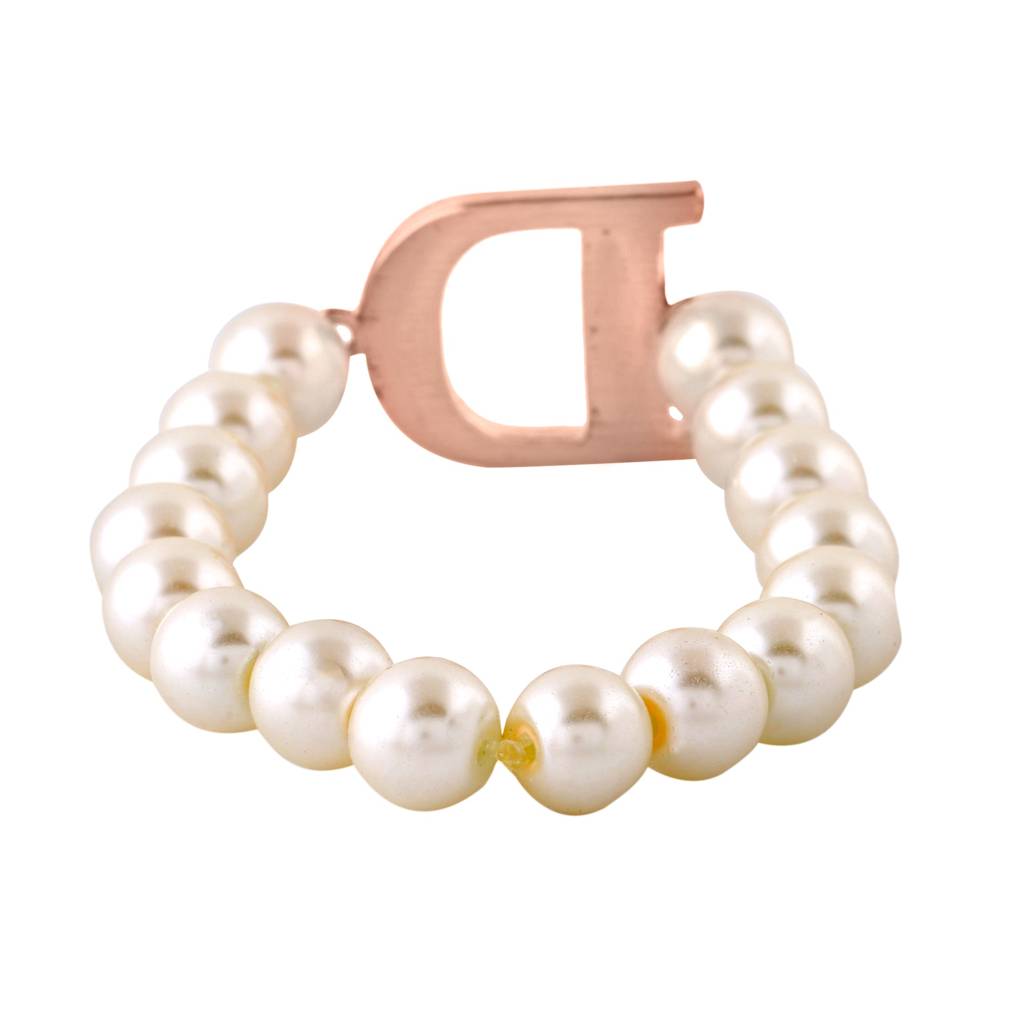 Estele Rose Gold Plated Dazzling Letter Pearl Bracelet For Women : 102168-D-RGBR