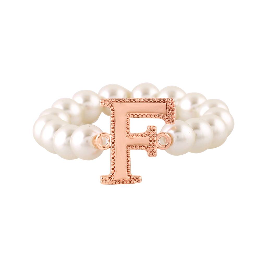 Estele Rose Gold Plated Dazzling Letter Pearl Bracelet For Women : 102168-F-RGBR