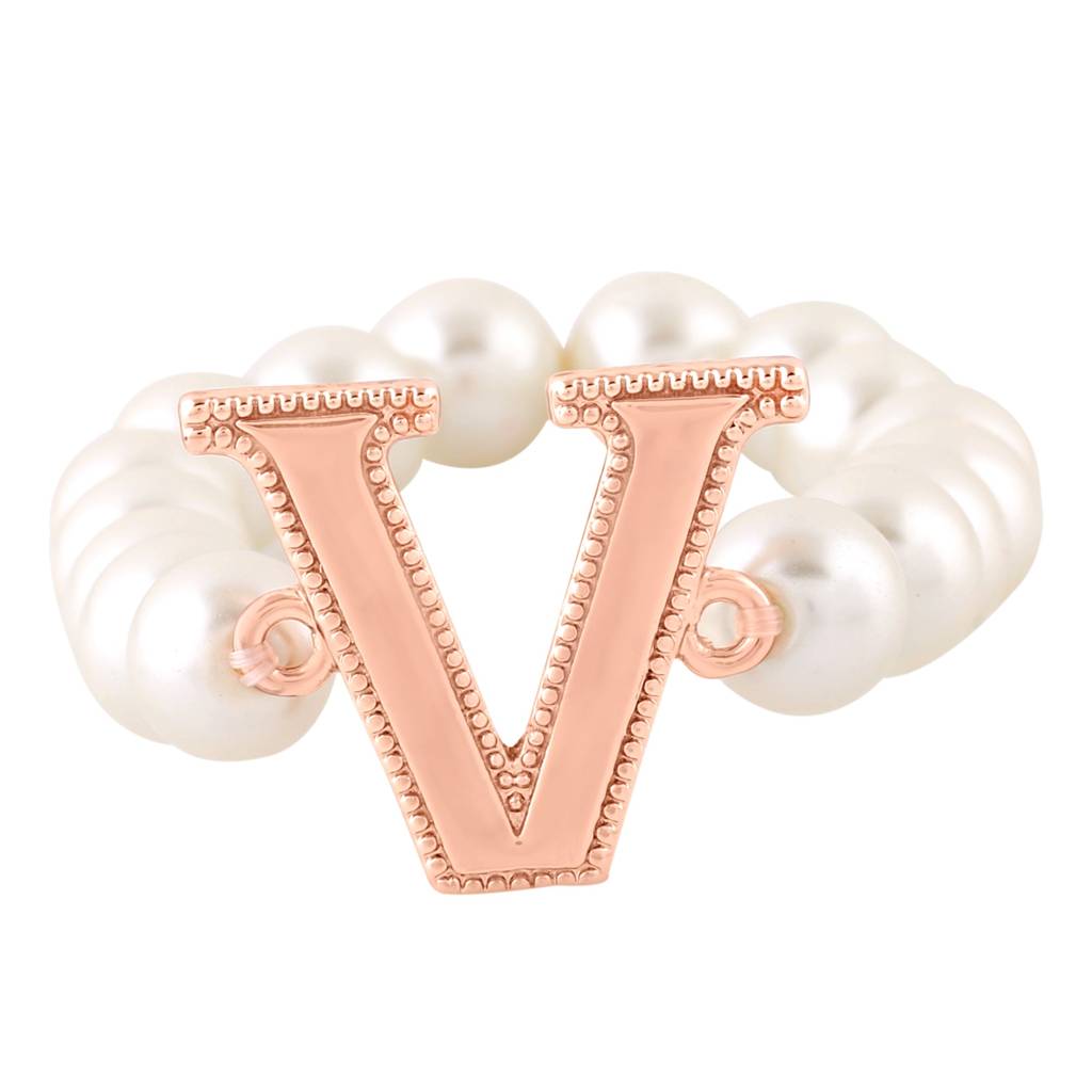 Estele Rose Gold Plated Dazzling Letter Pearl Bracelet For Women : 102168-V-RGBR