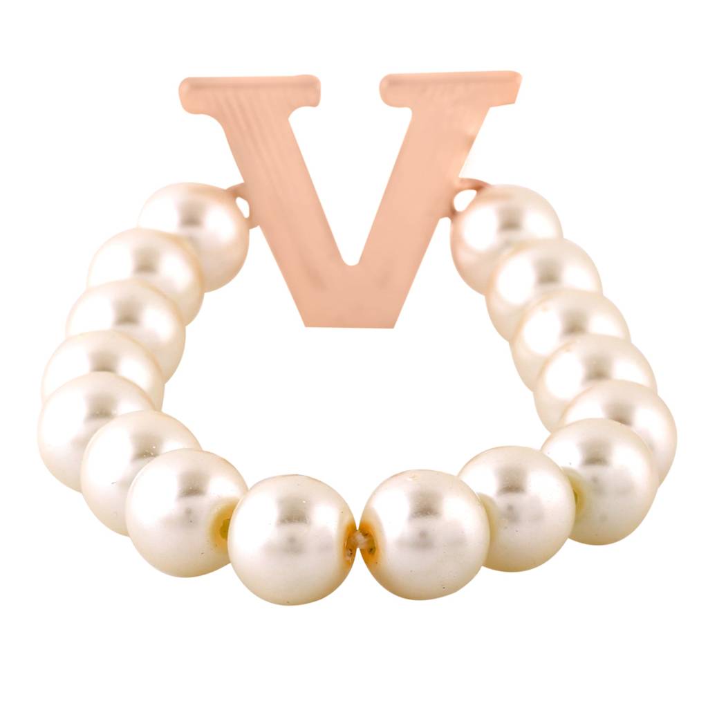 Estele Rose Gold Plated Dazzling Letter Pearl Bracelet For Women : 102168-V-RGBR