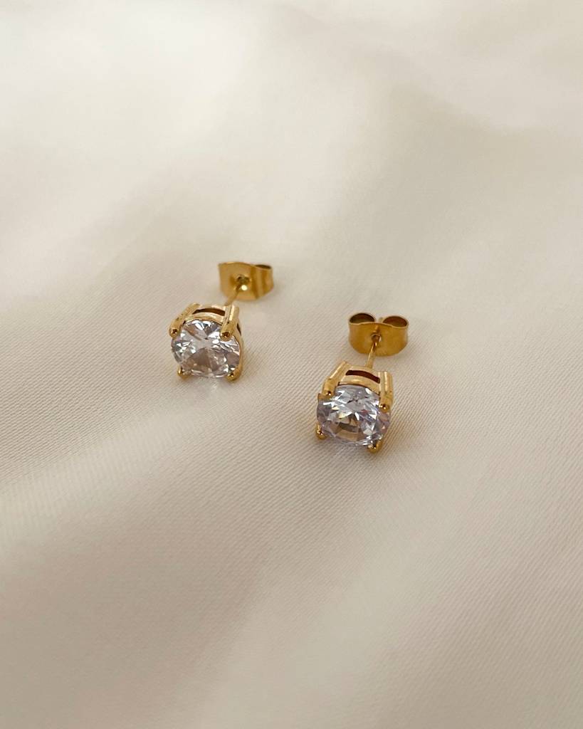 18K Gold Plated Zircon Stud Earrings : E93