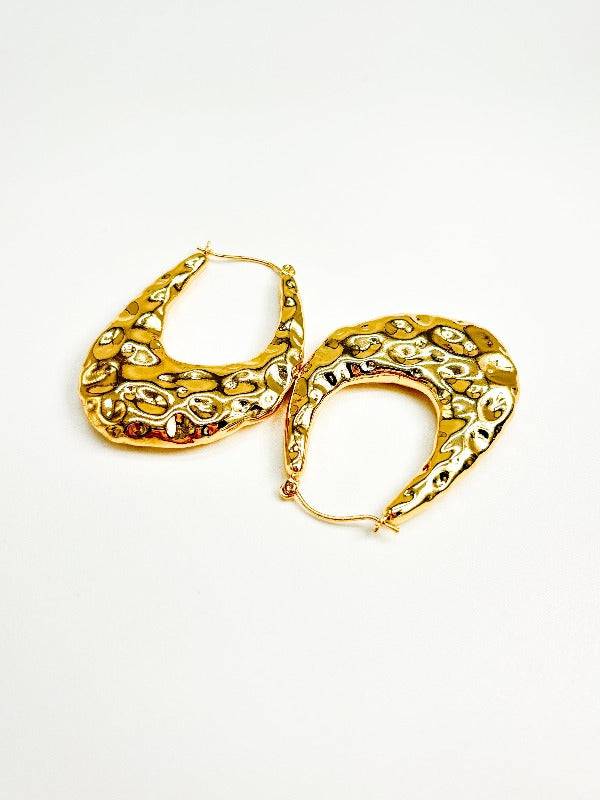Beaten Gold Vintage Hoop Earrings : E0005