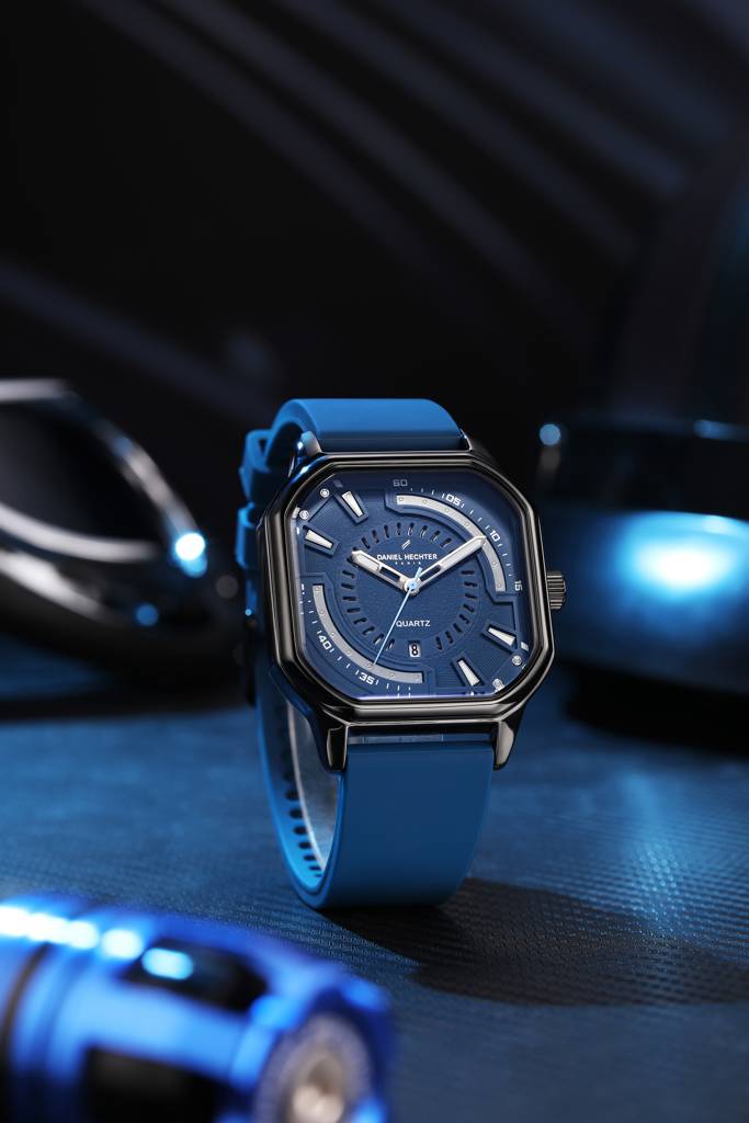 Daniel Hechter Paris Rivoli Collection Modern Analog Watch For Men With Octagon Dial And Silicon Band-Dhm1003 : DHM1003-05