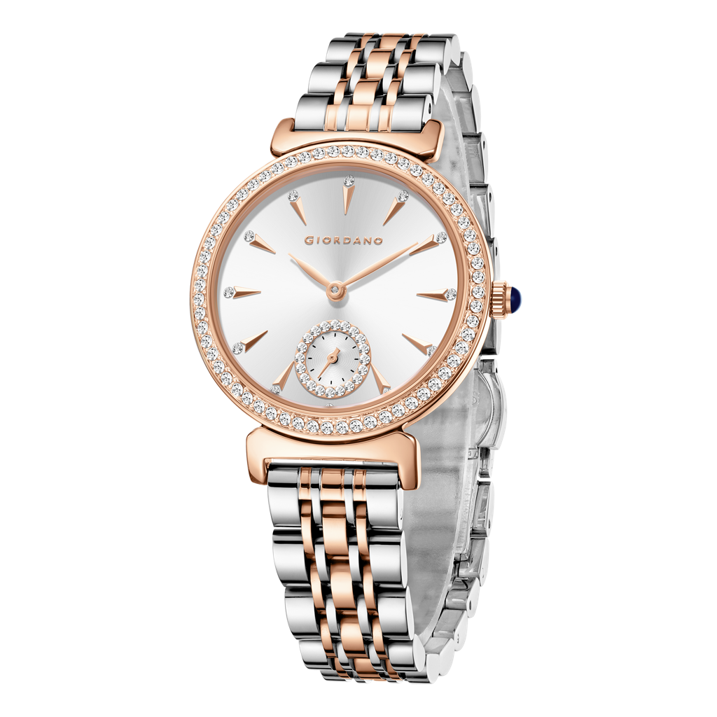 Giordano Fashion Watch For Women Â Diamond-Accented Bezel, Stainless Steel Strap, Elegant Round Dial, Quartz M : GZ-60090-11