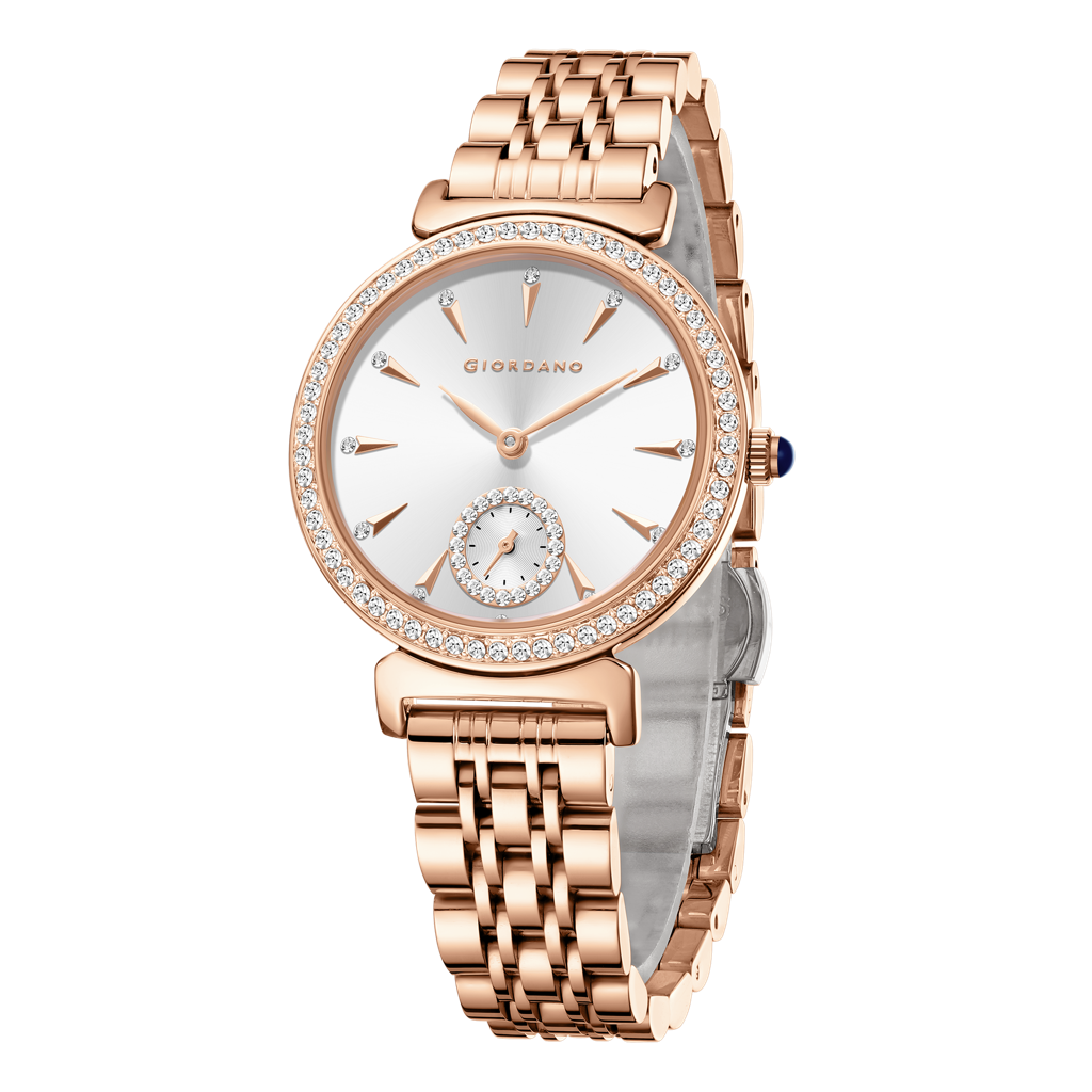 Giordano Fashion Watch For Women Â Diamond-Accented Bezel, Stainless Steel Strap, Elegant Round Dial, Quartz M : GZ-60090-22