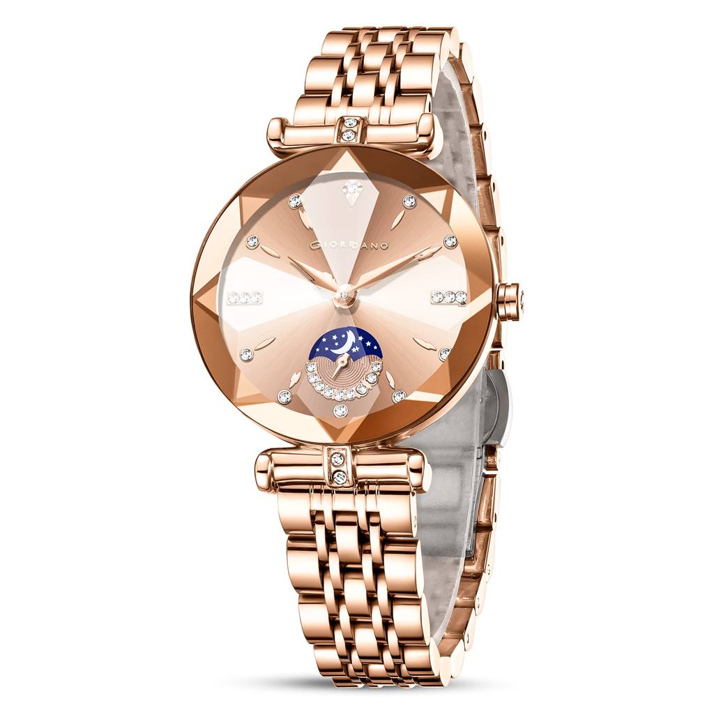 Giordano Premium Watch For Women Â Elegant Round Cut Glass Dial With Stainless Steel Strap & Quartz Movement-G : GZ-60094-22