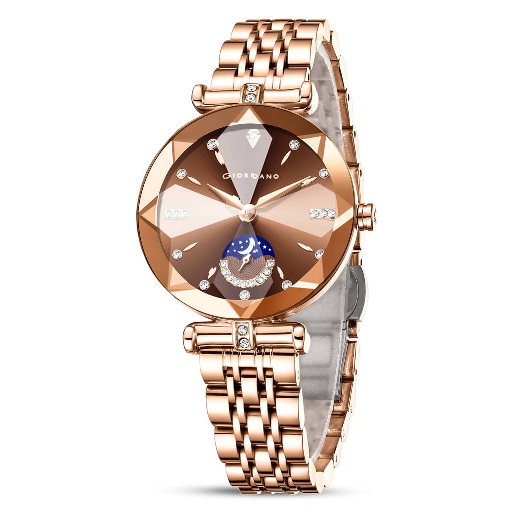 Giordano Premium Watch For Women Â Elegant Round Cut Glass Dial With Stainless Steel Strap & Quartz Movement-G : GZ-60094-11
