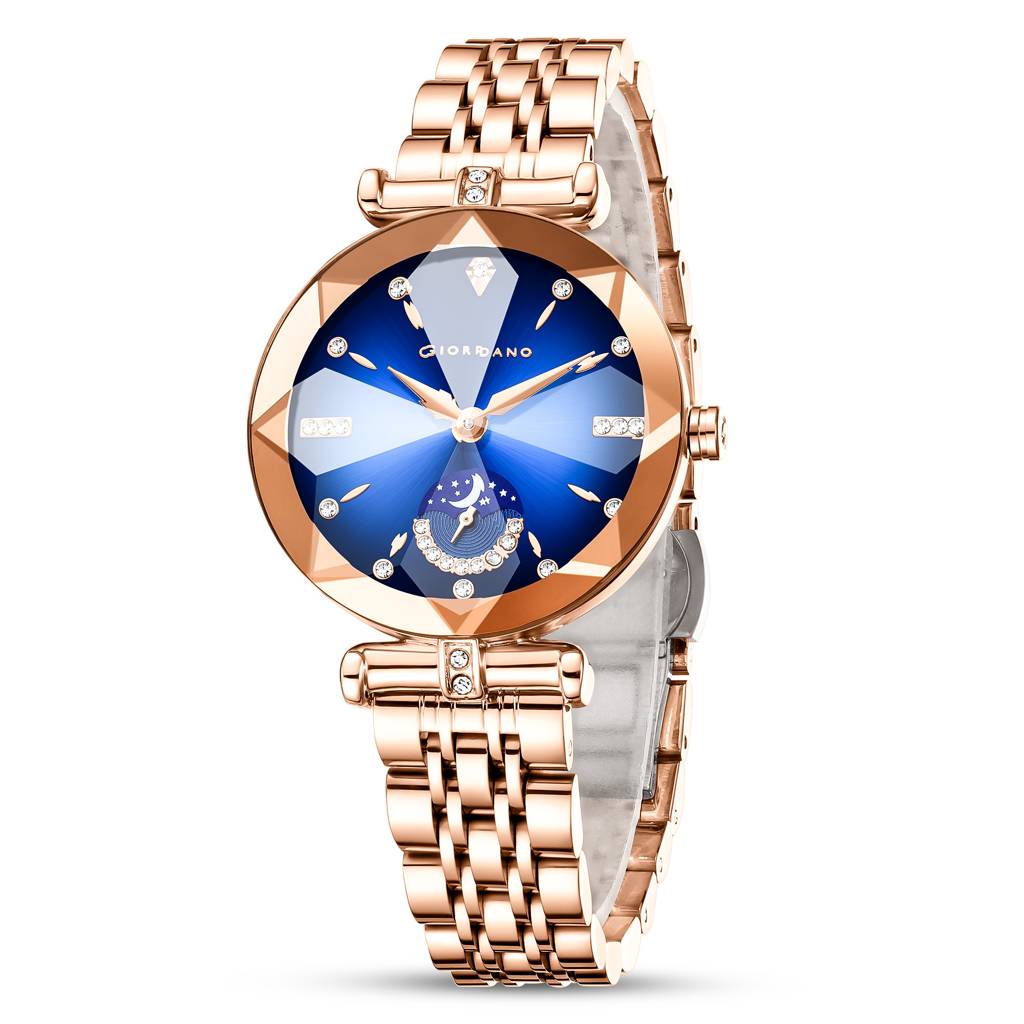 Giordano Premium Watch For Women Â Elegant Round Cut Glass Dial With Stainless Steel Strap & Quartz Movement-G : GZ-60094-33