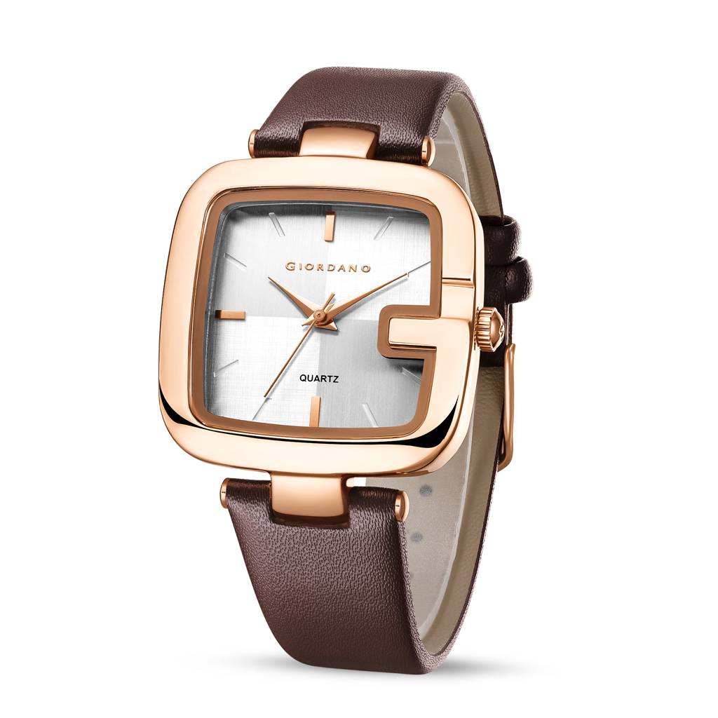 Giordano Square Dial Watch For Women With Leather Strap And Premium Quartz Moevment - Gz-60089 : GZ-60089-02