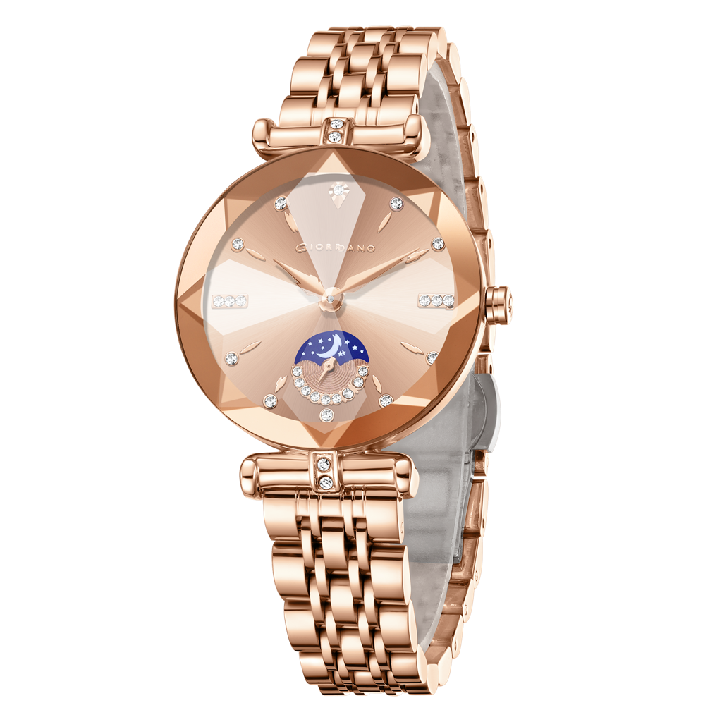 Giordano Premium Watch For Women Â Elegant Round Cut Glass Dial With Stainless Steel Strap & Quartz Movement-G : GZ-60094-22