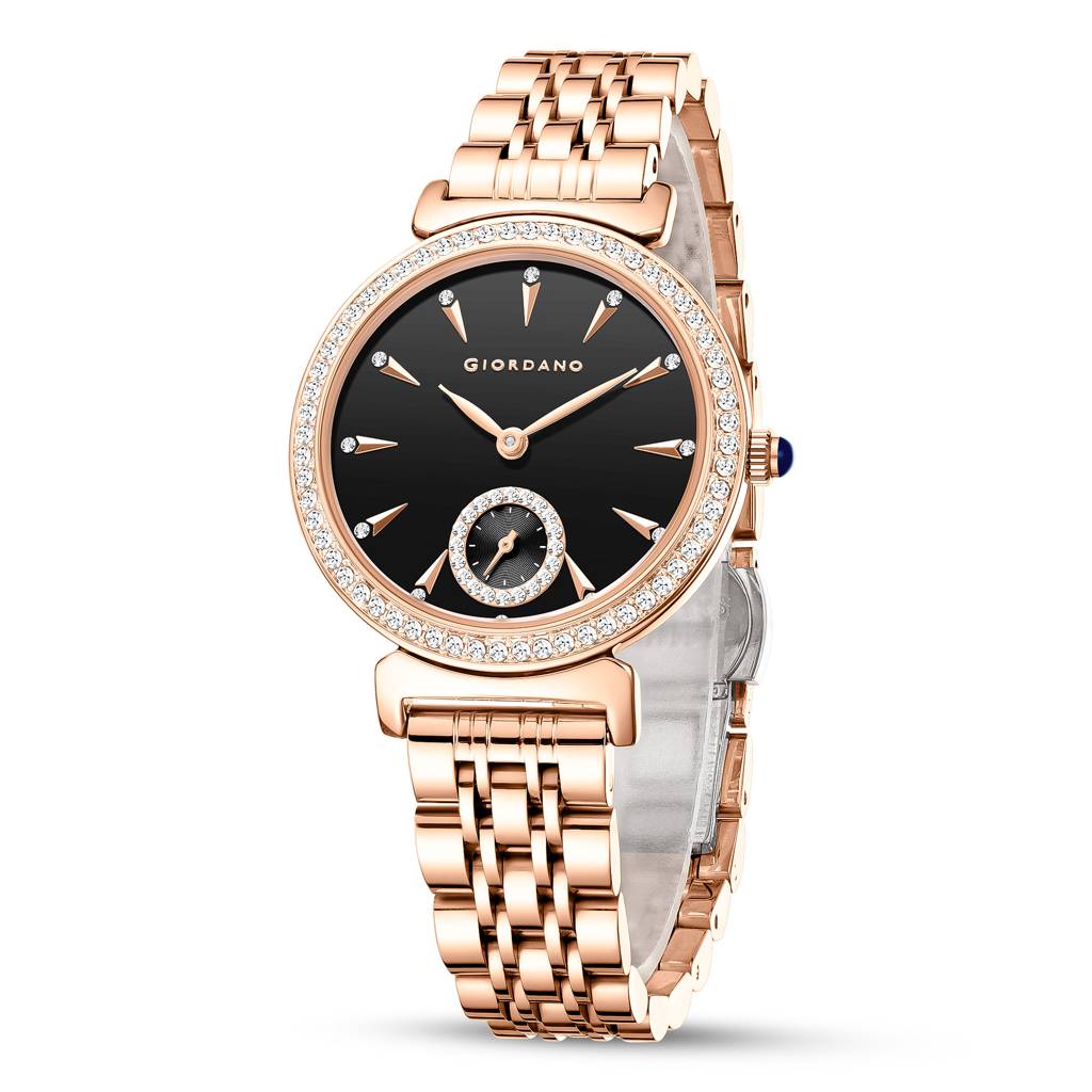 Giordano Fashion Watch For Women Â Diamond-Accented Bezel, Stainless Steel Strap, Elegant Round Dial, Quartz M : GZ-60090-33