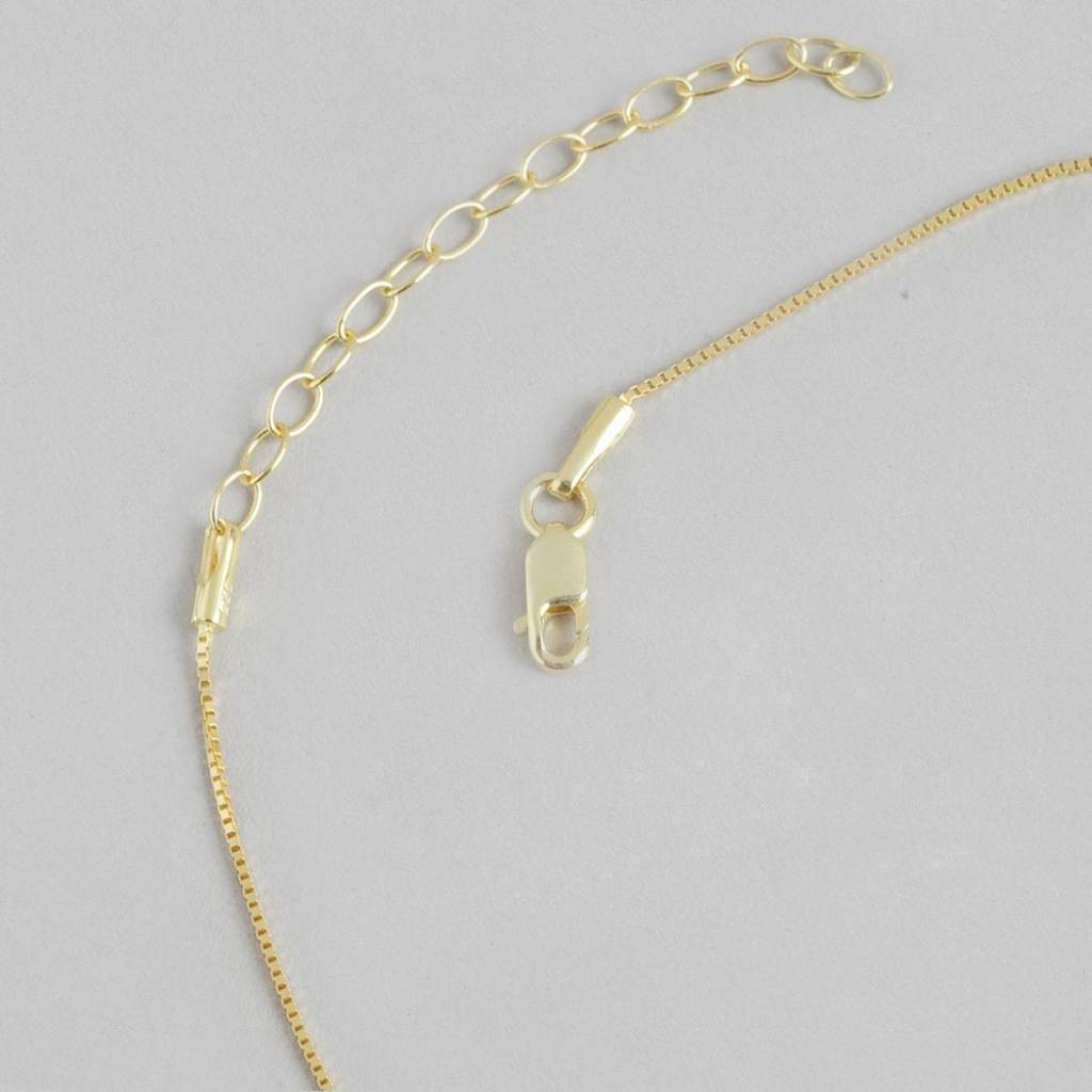 Solitaire Box Chain Gold Plated 925 Sterling Silver Pendant With Chain : PEN-30034