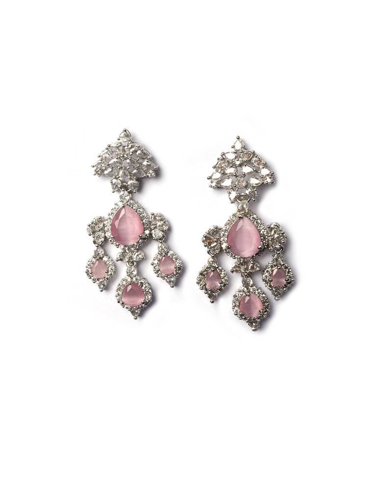 Silver-Plated Luxurious Ad Waterfall Earrings : ADEarrings15Pink