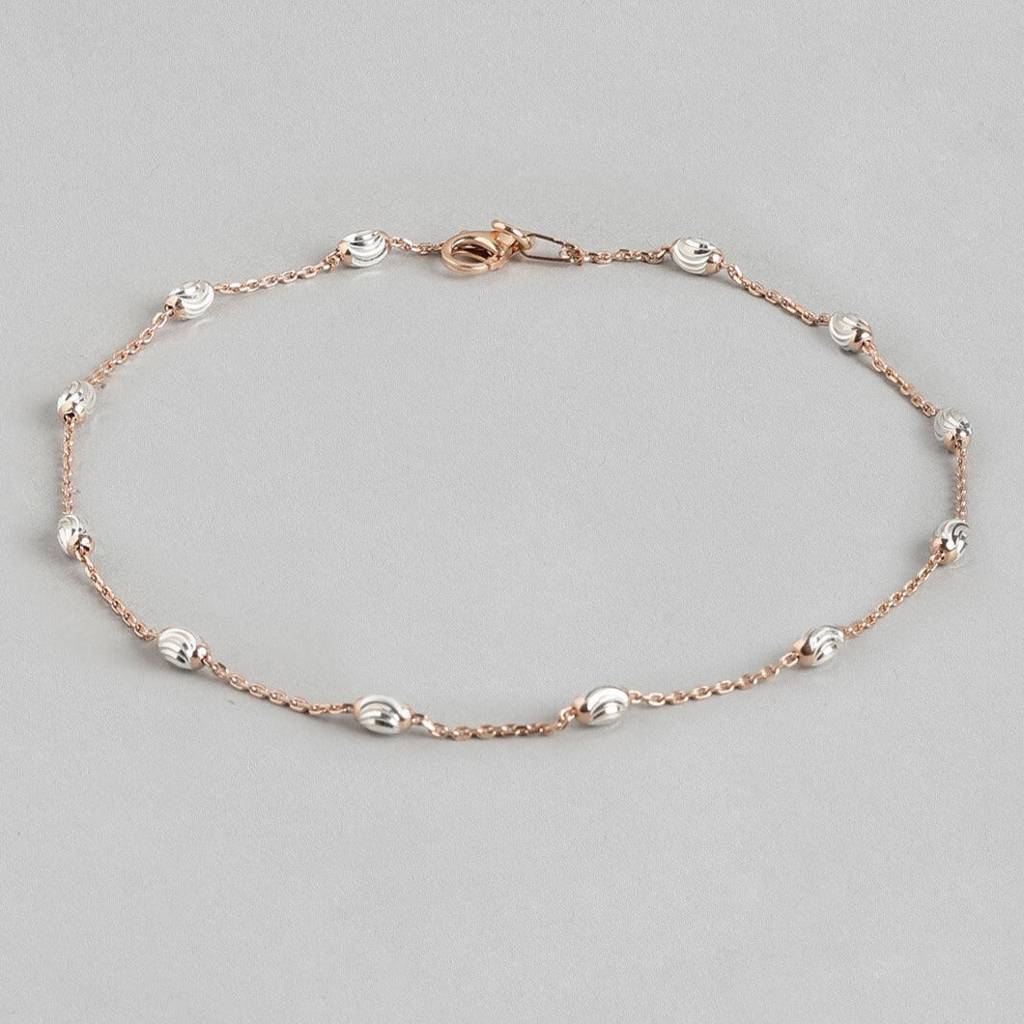 Italian 925 Silver Anklets In Rose Gold : ANK-60050-PAIR