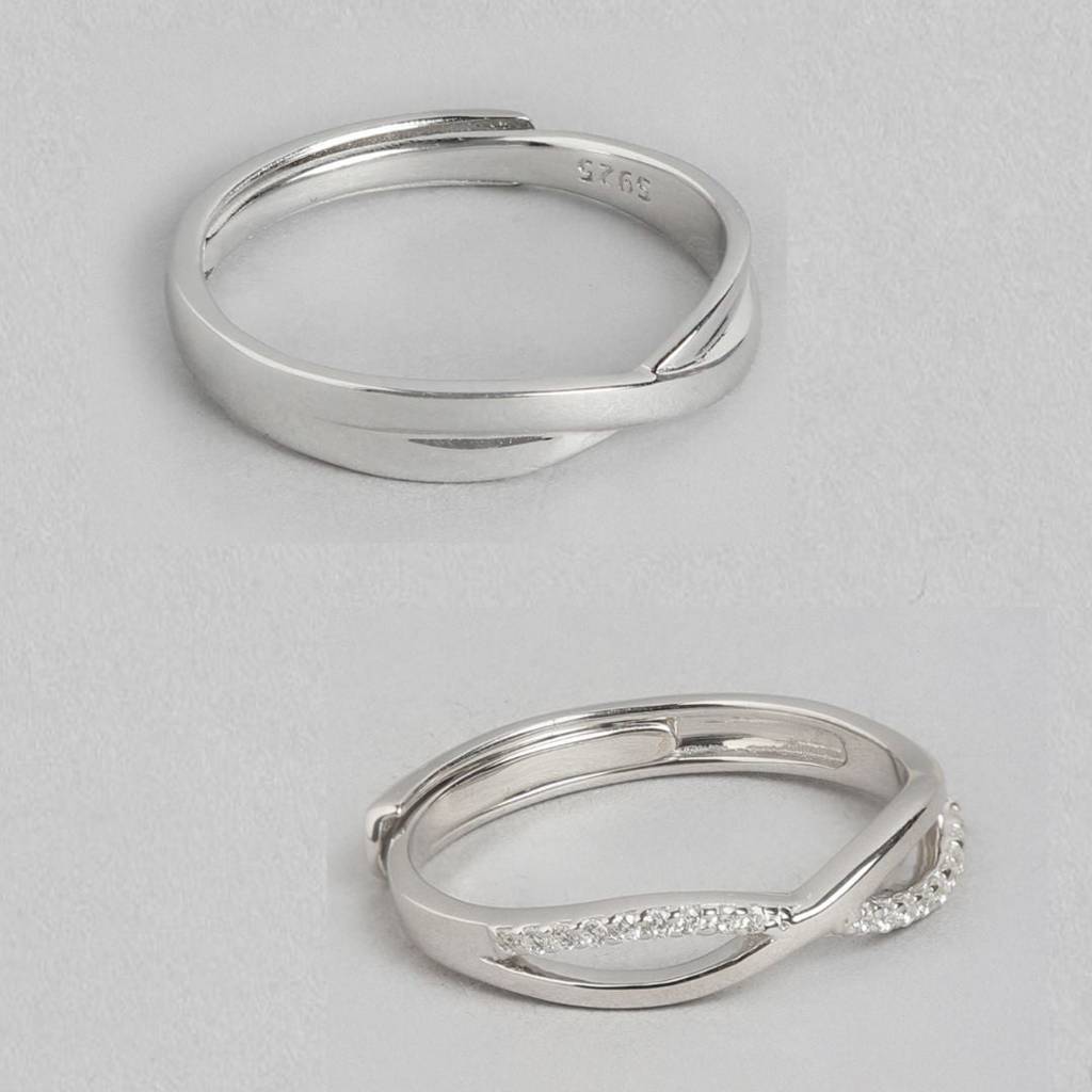Infinity Bond Rhodium-Plated 925 Sterling Silver Ring (Adjustable) : RNG-40262-CMB-R