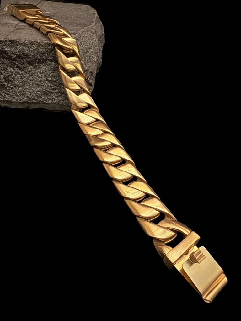 Matte Gold Chunky Cuban Link Bracelet For Men | Stainless Steel : MATB871MGCB