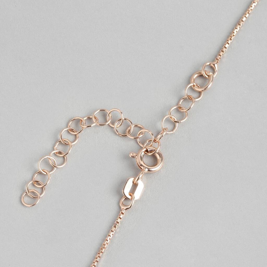 Radiant Sparkle - Solitaire 925 Silver Necklace In Rose Gold : PEN-30015-C