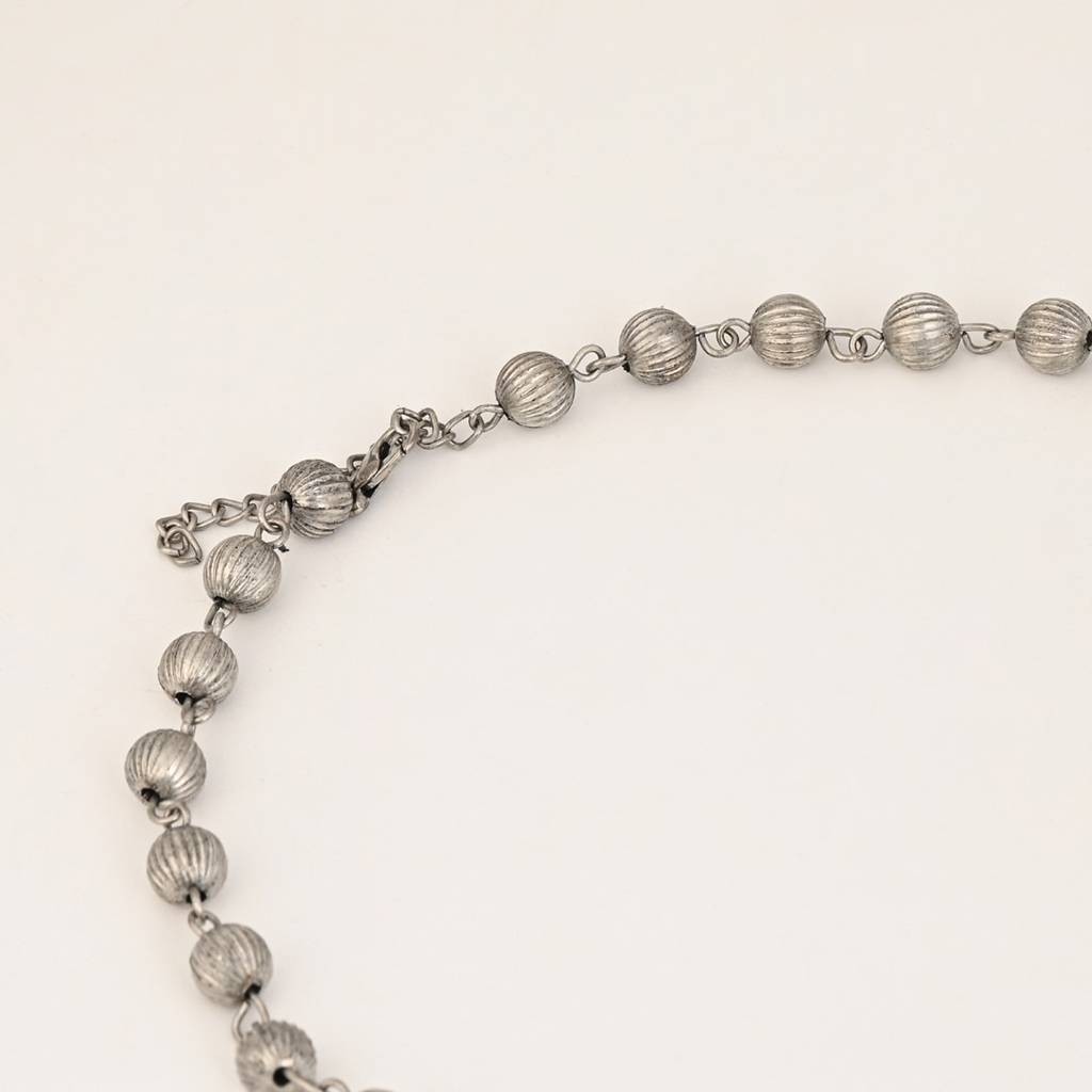 Silver Oxydised Finish Crescent Pendant Necklace Set : S24MRNS308MLT