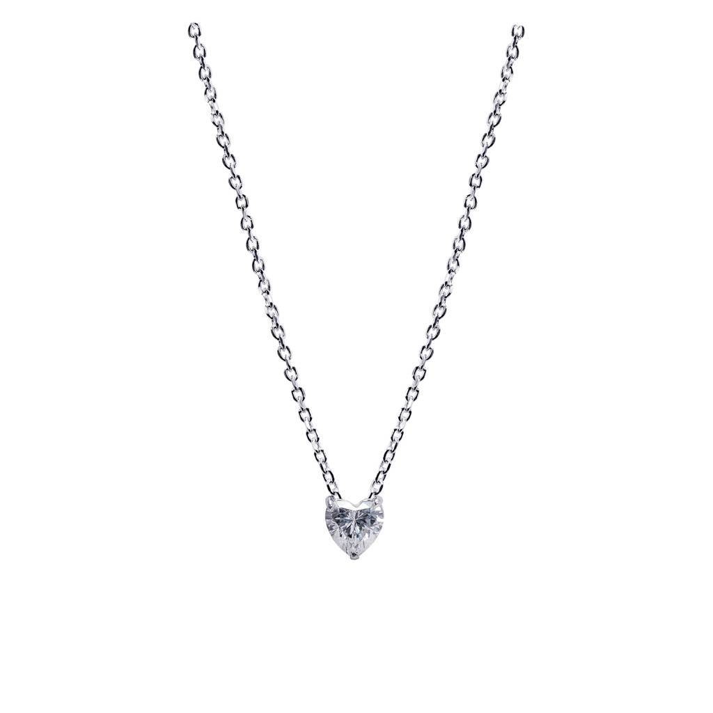 925 Silver Heart Solitaire Necklace : IS-NC-PC-1097