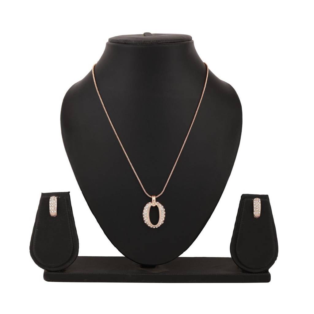 Estele Rose Gold Plated Beautiful Designer Pendant Set With Crystals For Women