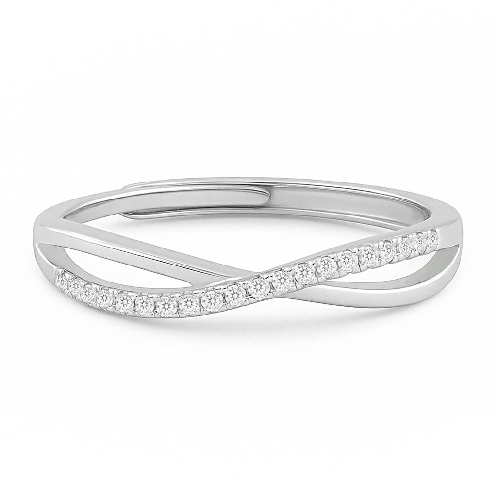 Zavya Promise-Box X Infinite Sparkle Adjustable Rhodium Plated Ring (Adjustable) : RNG-40457-R-RNGBOX