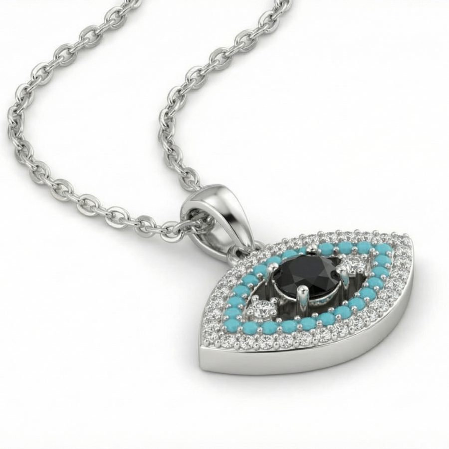 Mini Black Evil Eye Necklace For Women | Protective Minimal Evil Eye Pendant Jewellery : 6233182624