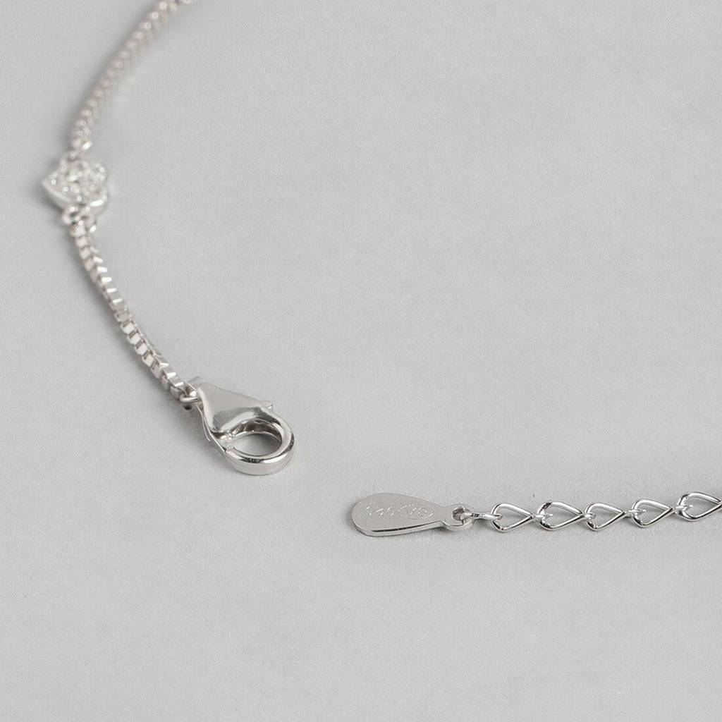 Minimal Heart Trinket 925 Silver Anklet : ANK-60030-PAIR