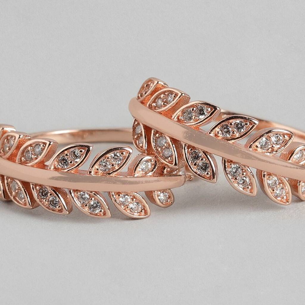 Leafy Rose Gold 925 Silver Toe Ring : TOE-10007