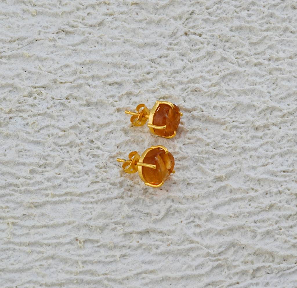 Natural Uncut Citrine Studs : NAGE28