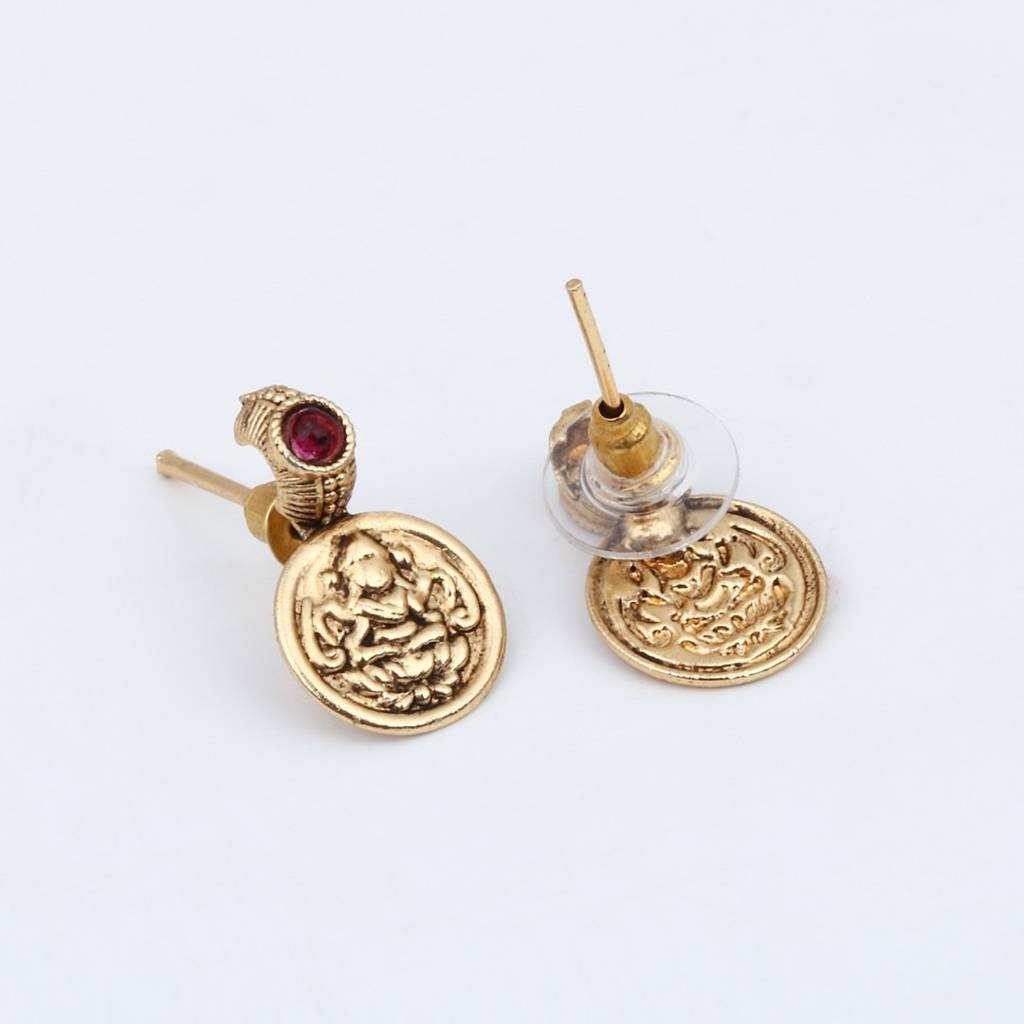 Gold Plated Laxmi Coin Necklace Set : S24MRNKS490GLD