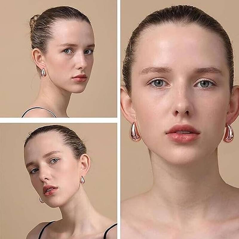 925 Pure Silver Rose Gold Tear Drop Stud Earrings | Small Cute Studs : TWP1142