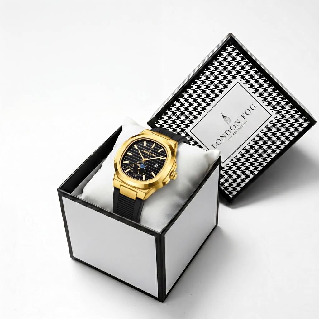 Greenwich Collection Analog Quartz Watch For Men With Textured Cushion-Shaped Dial, Date Display, 24-Hour Day-Ni : LFM10018-02