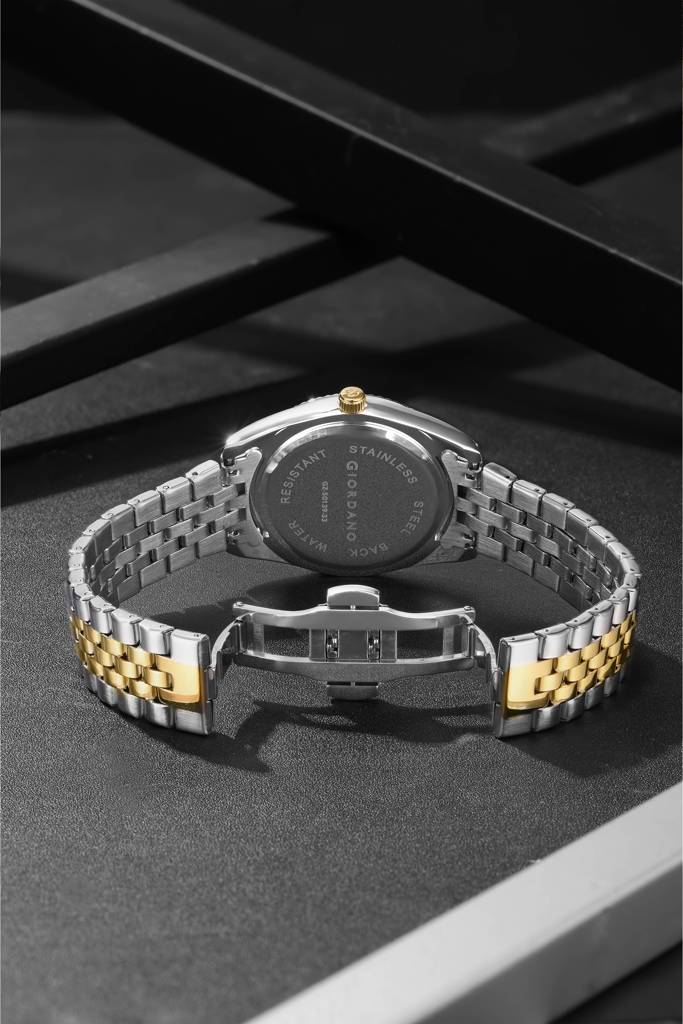 Giordano Analog Watch For Men - Dual-Tone Stainless Steel Strap, Crystal Indices And Fluted Bezel : GZ-50139-33