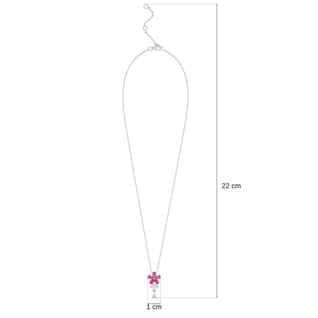 Ruby Five Petal Flower Necklace : SLET09