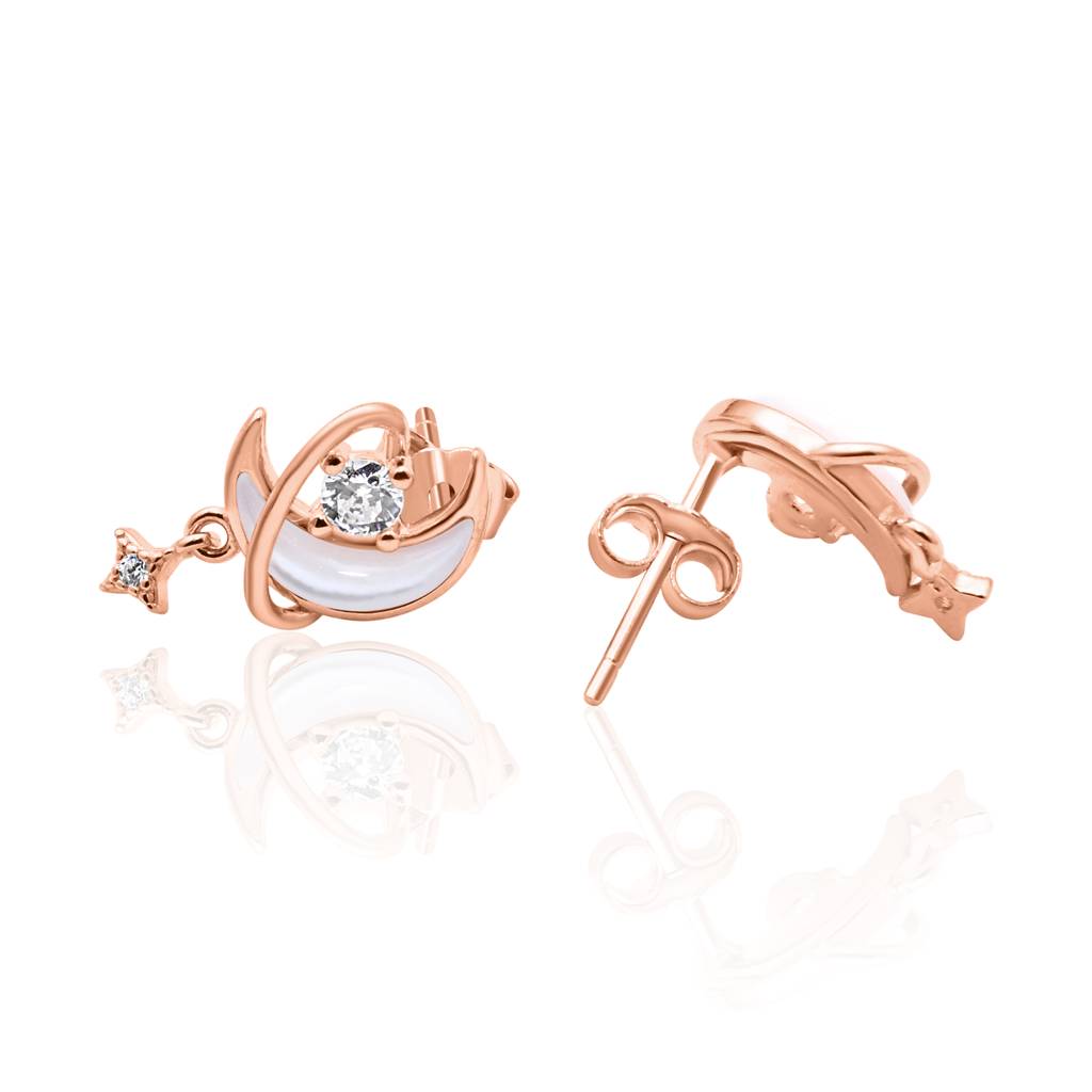 925 Pure Silver Zircon Studded Rose Gold Chain Pendant Set-Cps1024 : CPS1024