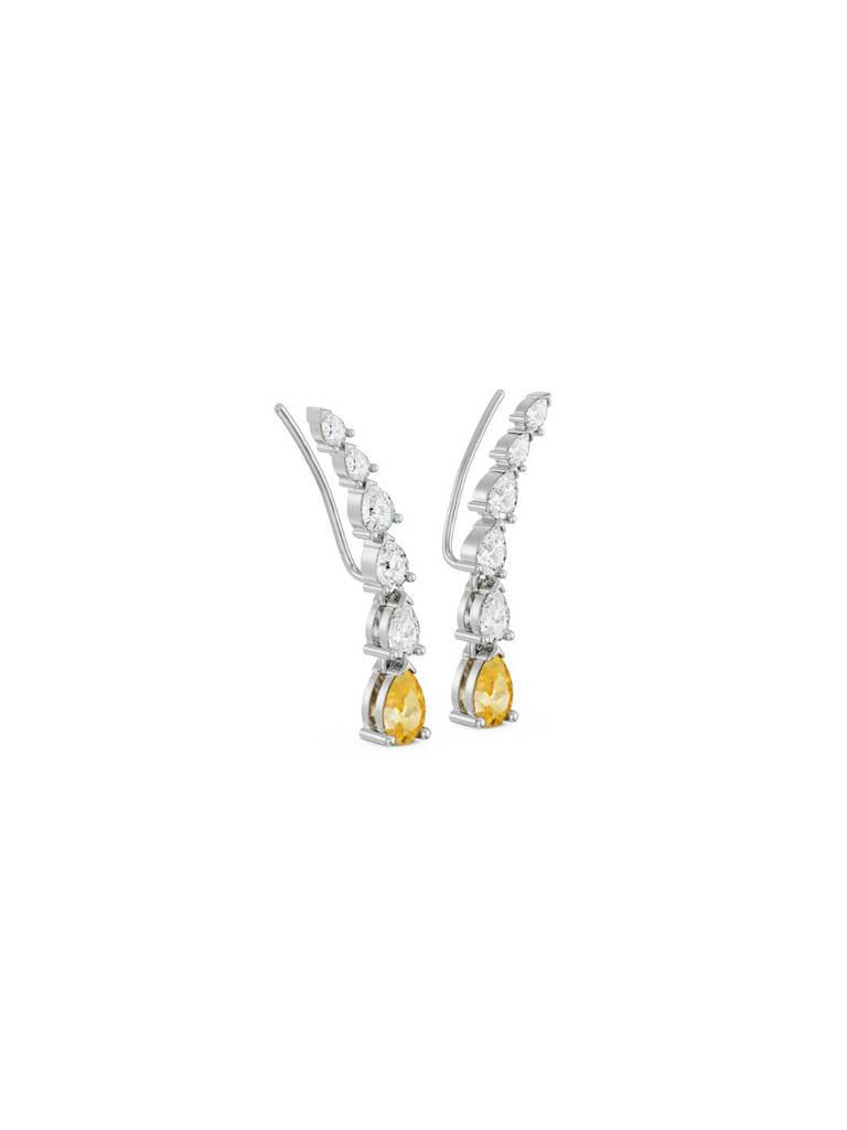 Pear Cut Diamond Ear Climbers : E979