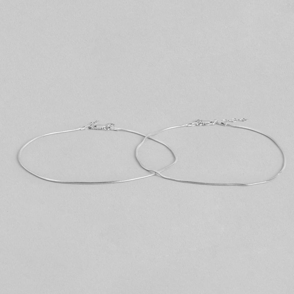 Rope 925 Sterling Silver Chain Anklet : ANK-60100-PAIR
