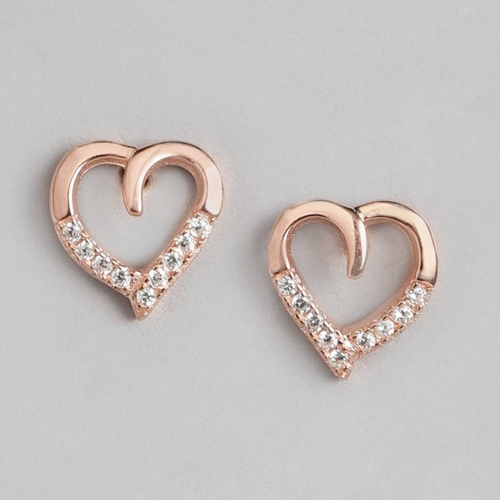 Rosy Devotion Cz Rose Gold-Plated 925 Sterling Silver Earrings : EAR-20643-RG