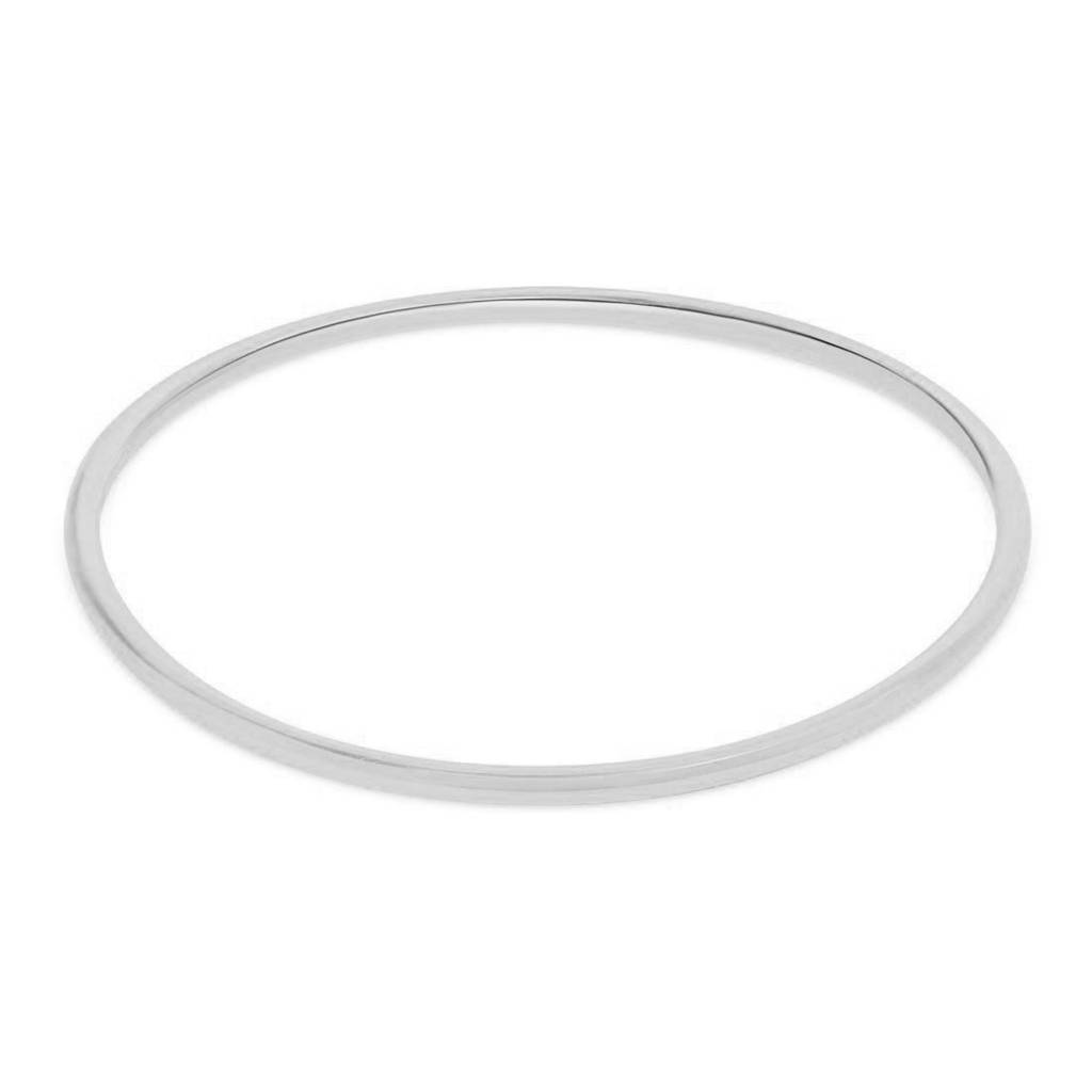 Classic Rhodium Plated 925 Sterling Silver Plain Bangle : BA-90015-ONE-2-4-R