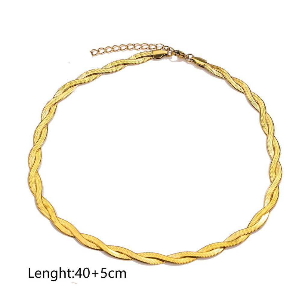 18K Gold Plated 5Mm Twisted Chain Necklace : ATO0624NK004G
