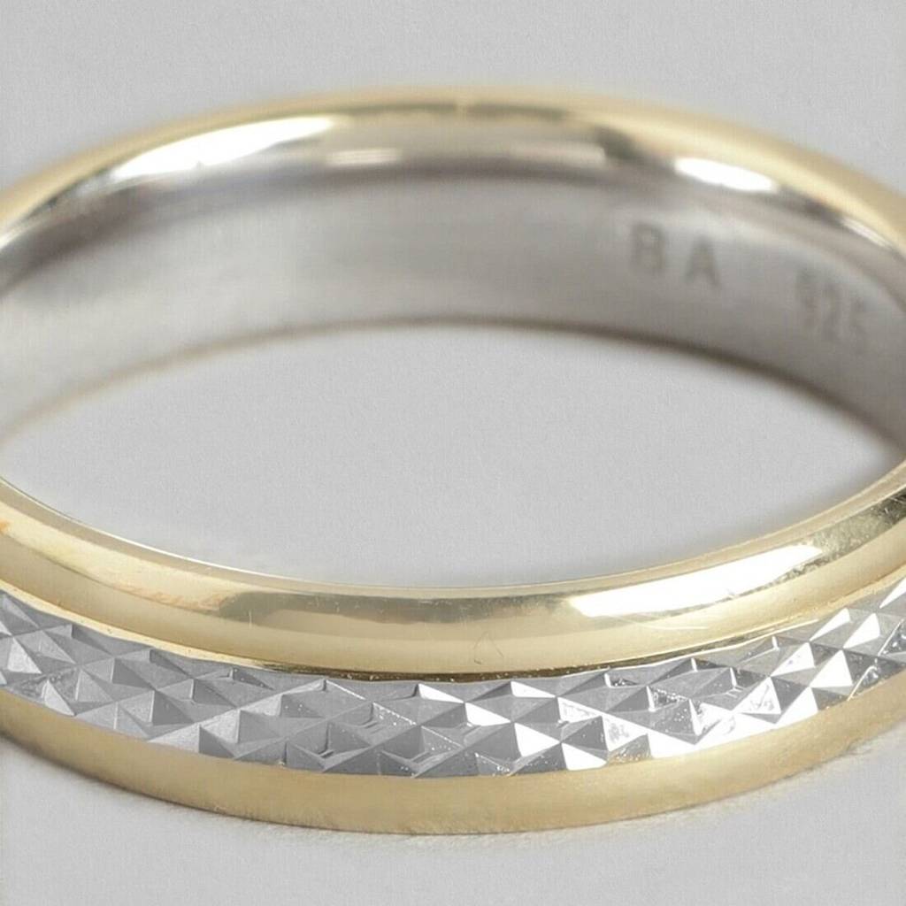 Exquisite Dual Tone Rhodium And Gold Plated 925 Sterling Silver Ring For Him (Adjustable) : RNG-40210